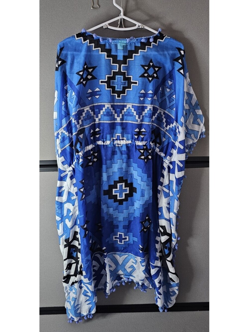Raj Blue Geometric Pattern Cotton Dress XL - Picture 4 of 4